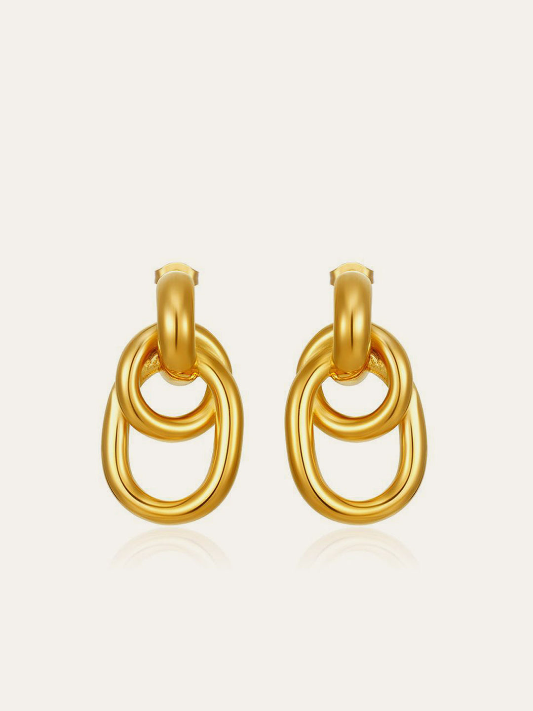 Gold-Tone Interlocking Hoop Earrings
