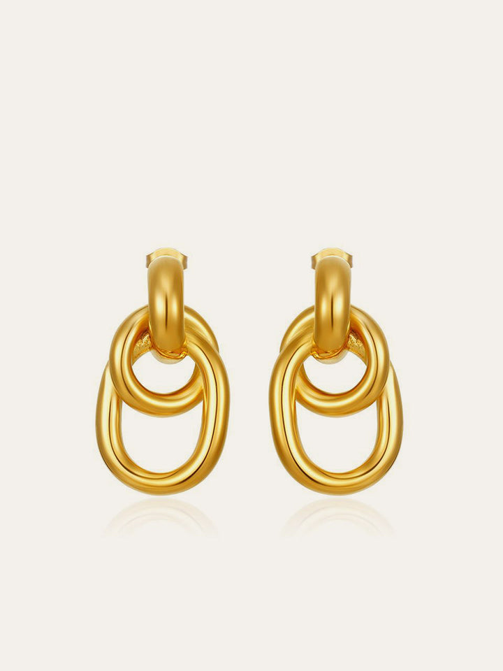 Gold-Tone Interlocking Hoop Earrings