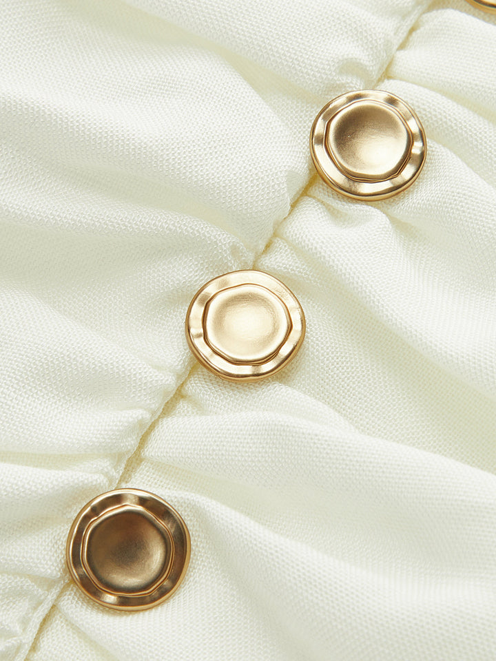 Ruched Buttoned Top