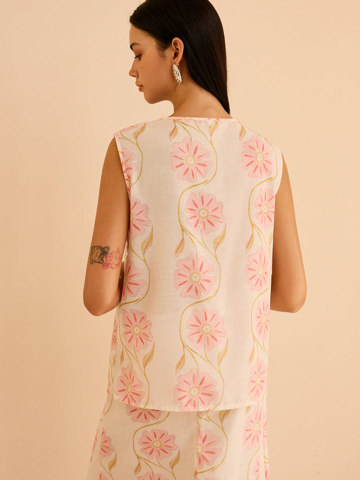 Floral Print Sleeveless Vest