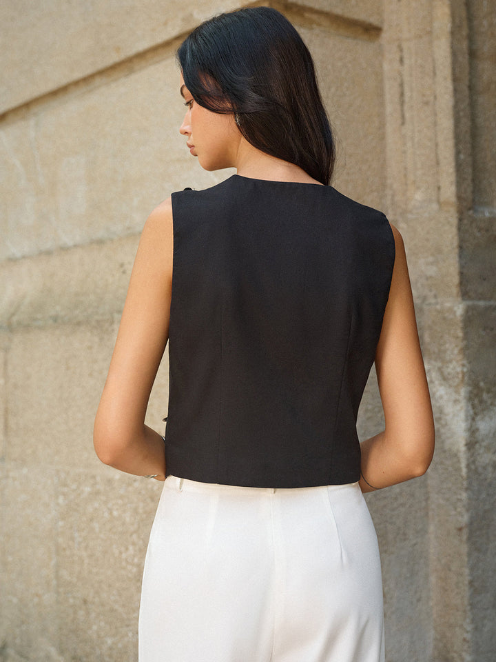 Metal Decor V-Neck Vest