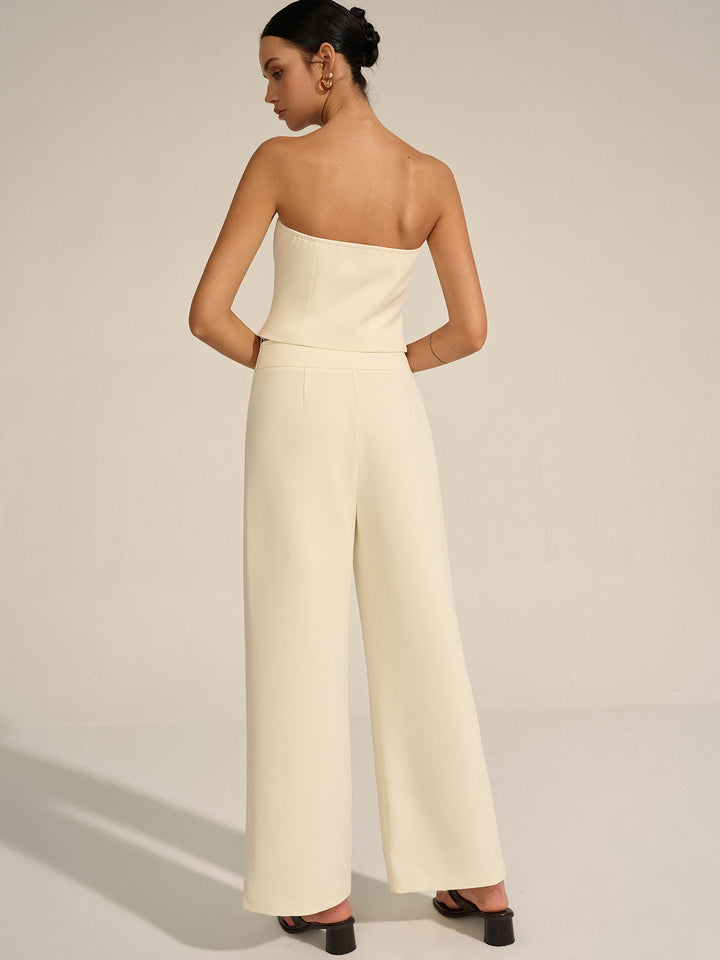 Metal Decor Mid-Waist Pants