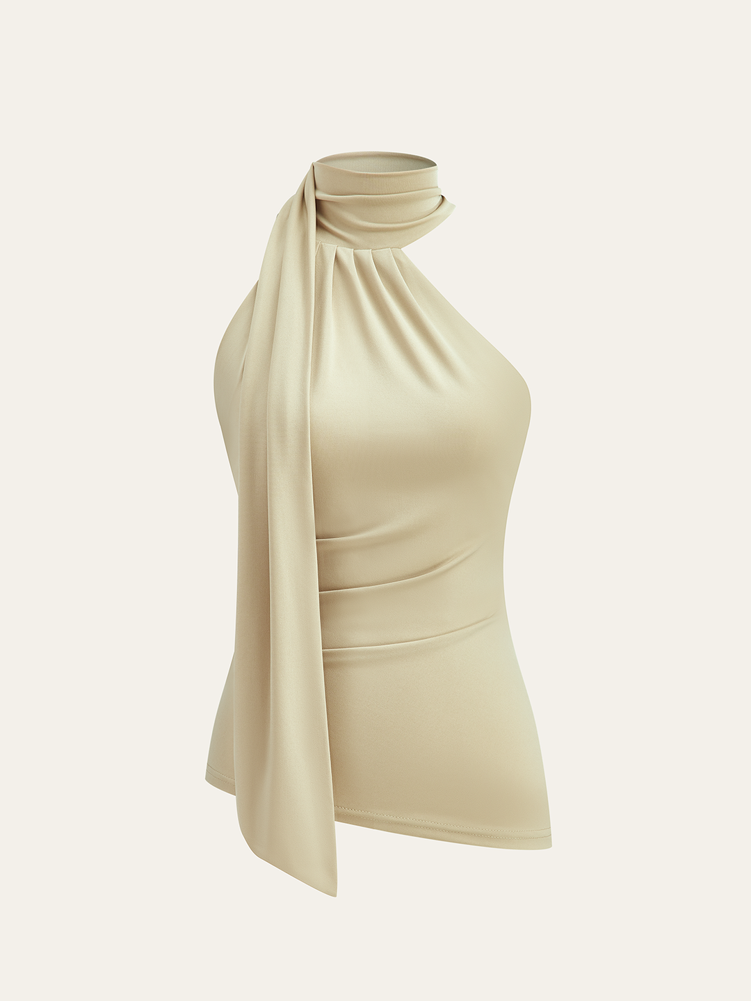 Asymmetrical Halter Neck Ruched Top