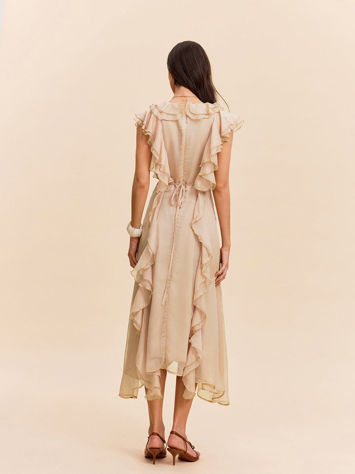 Semi-Sheer Ruffle Detail Dress