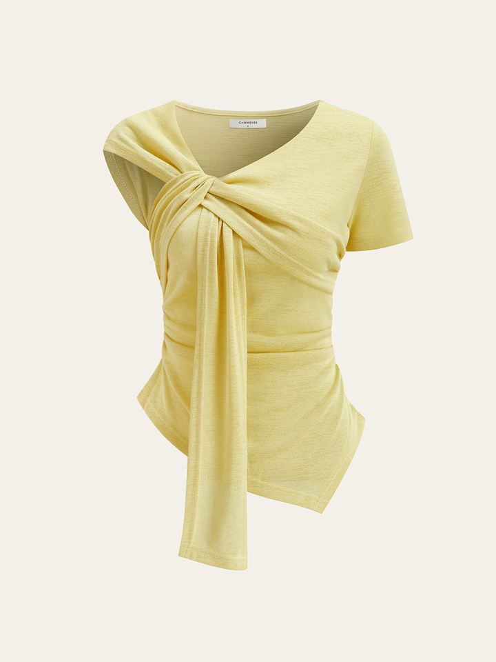 Asymmetrical Ruched Knotted Top