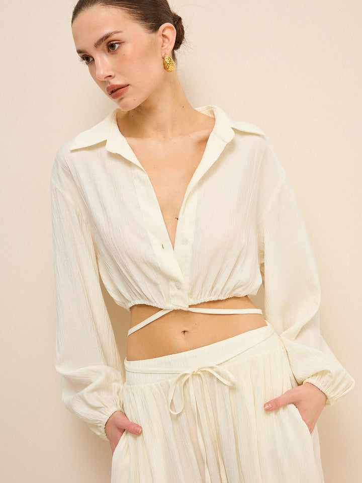 Cropped Shirt with Crisscross Tie-Back