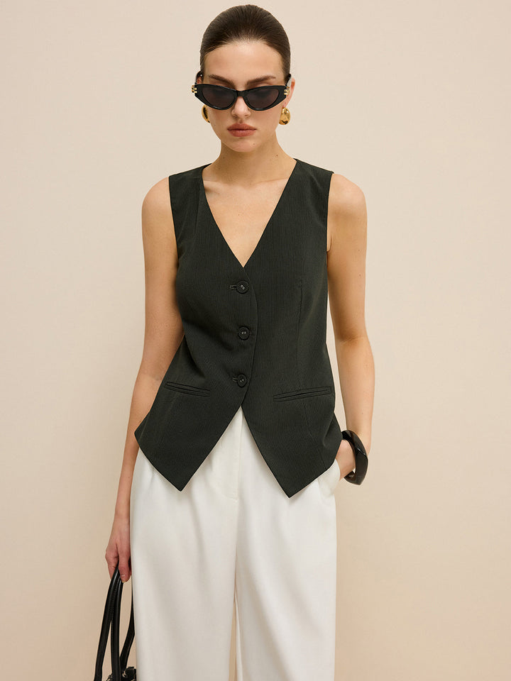 Pinstripe V-Neck Vest
