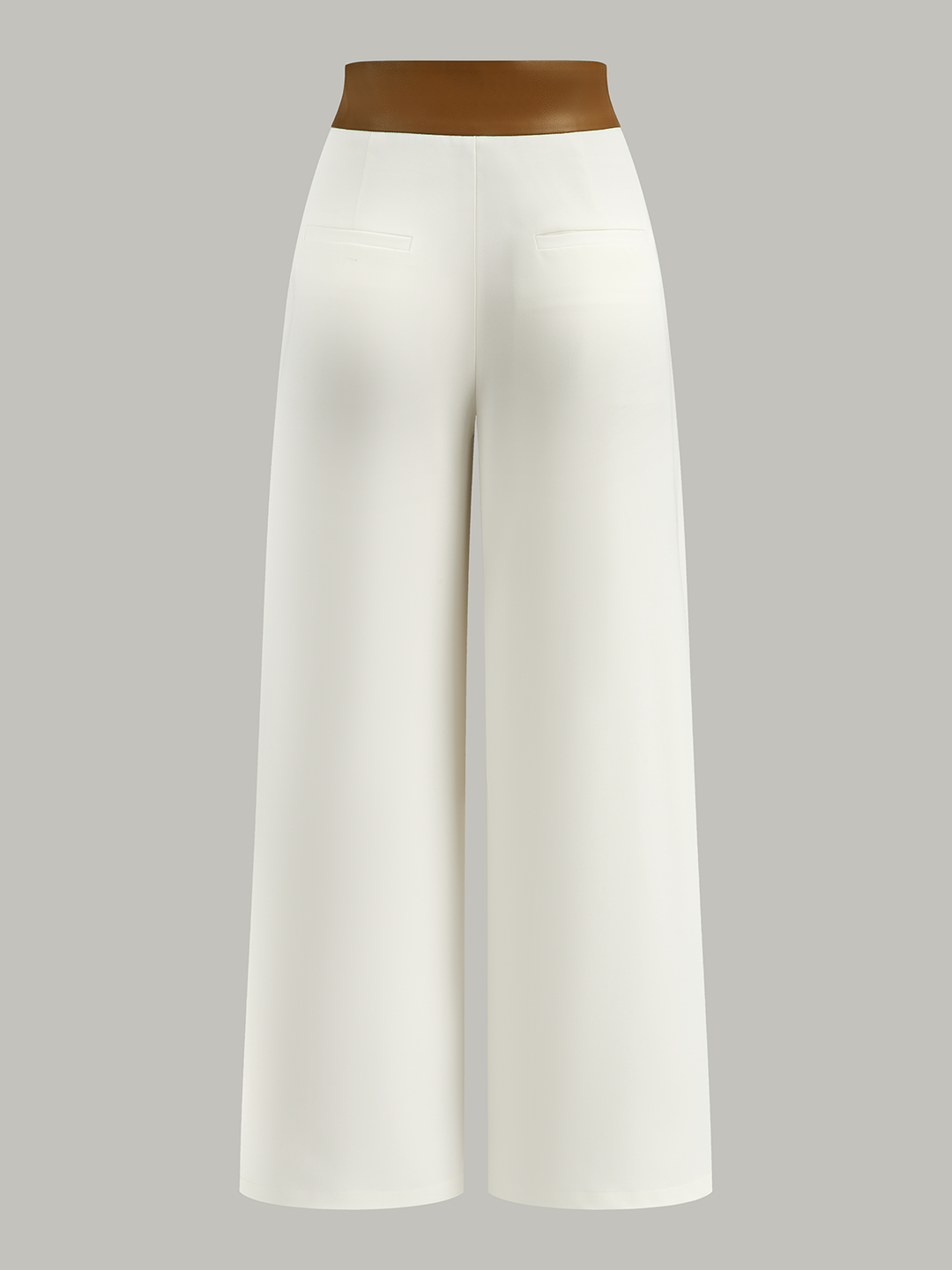 Faux Leather 2-Tone Waist Wide-Leg Pants