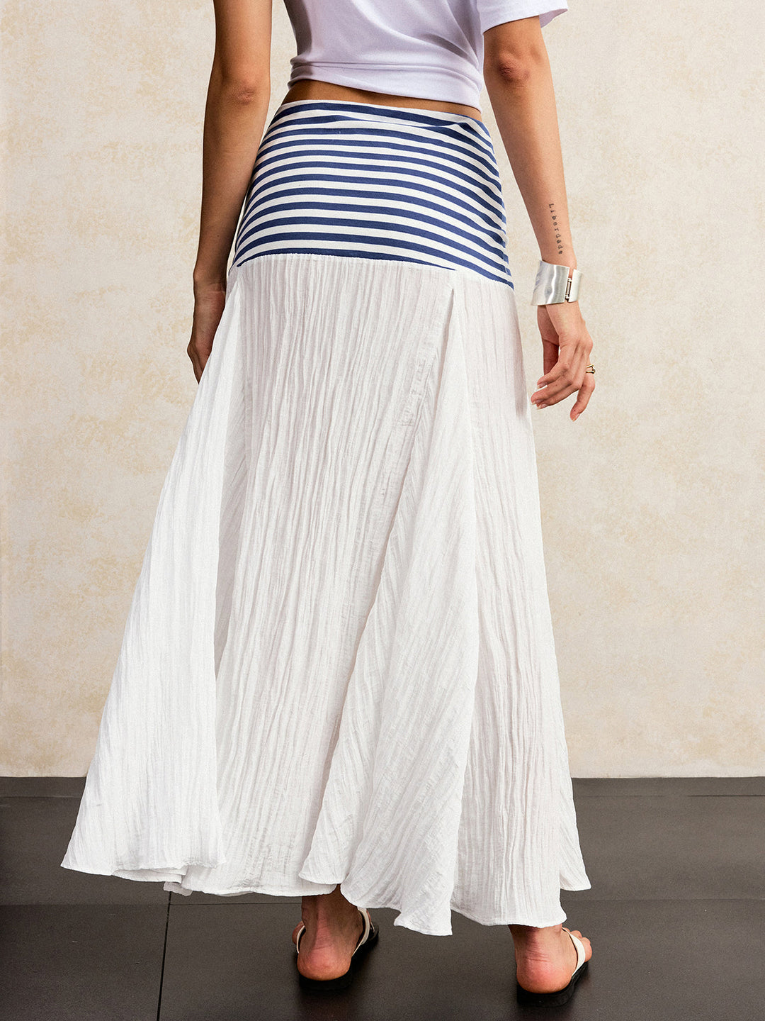 Striped Waist Maxi Skirt