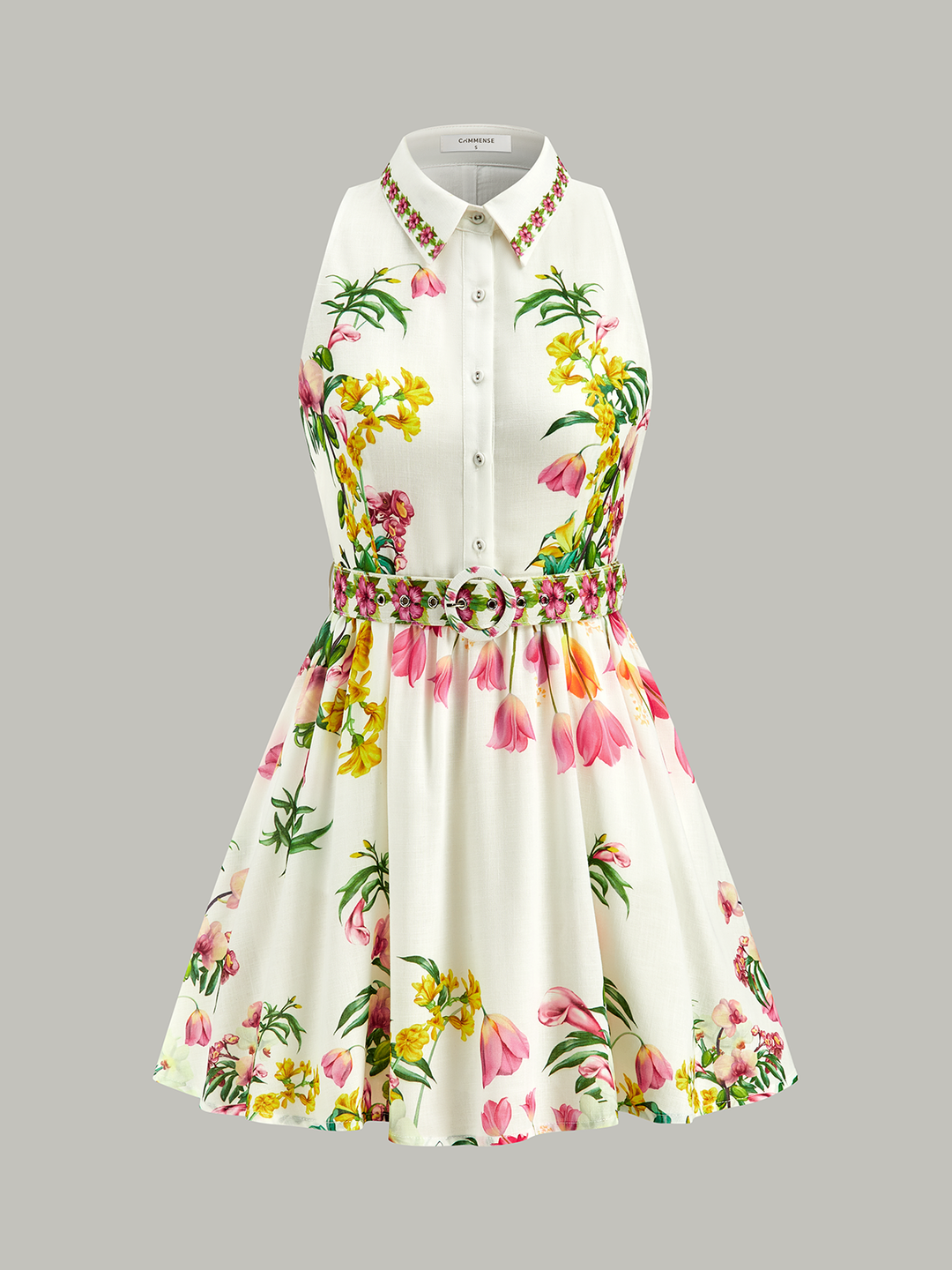 Floral Print Belted Mini Dress
