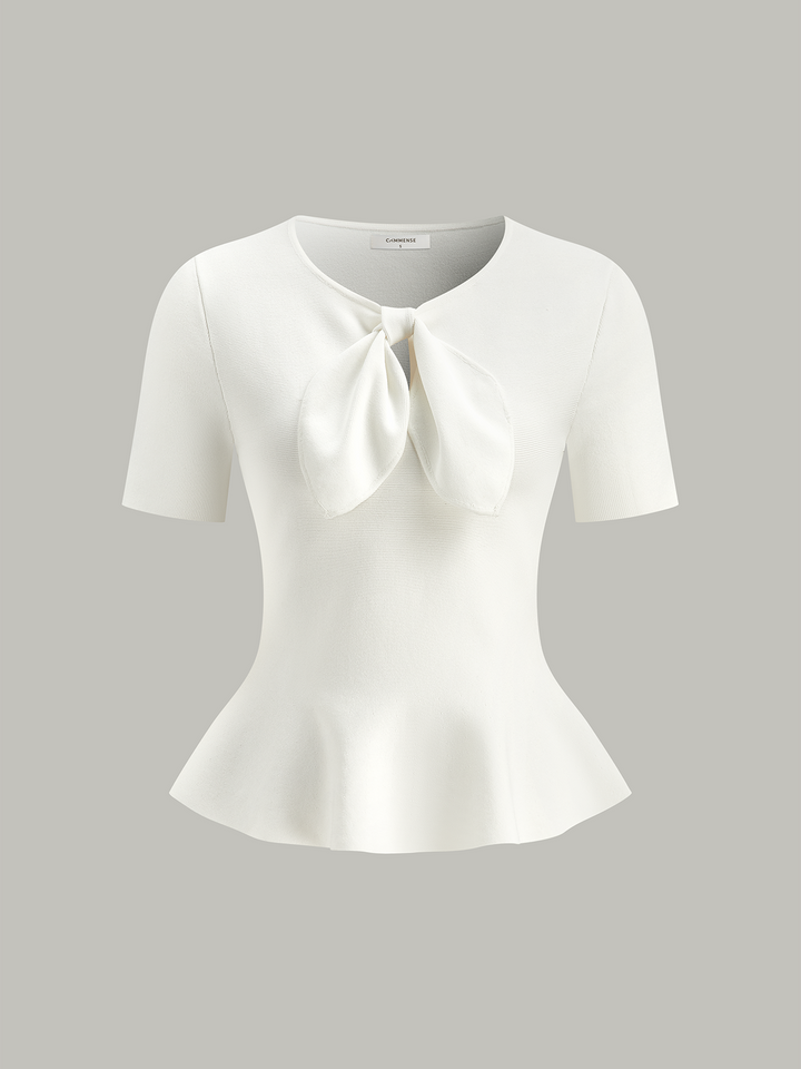 Bow-Knot Peplum Knit Top