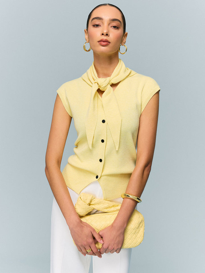 Button Knit Top with Convertible Styling Options