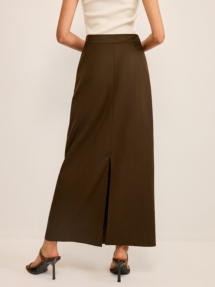 Pocketed High-Waisted Maxi Skirt