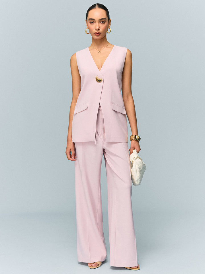V-Neck Buttoned Detail Vest
