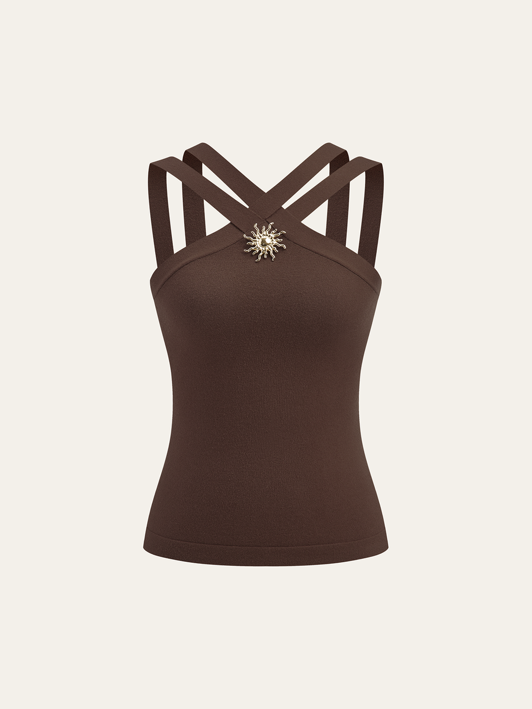Metal Decor Cross-Strap Tank Top