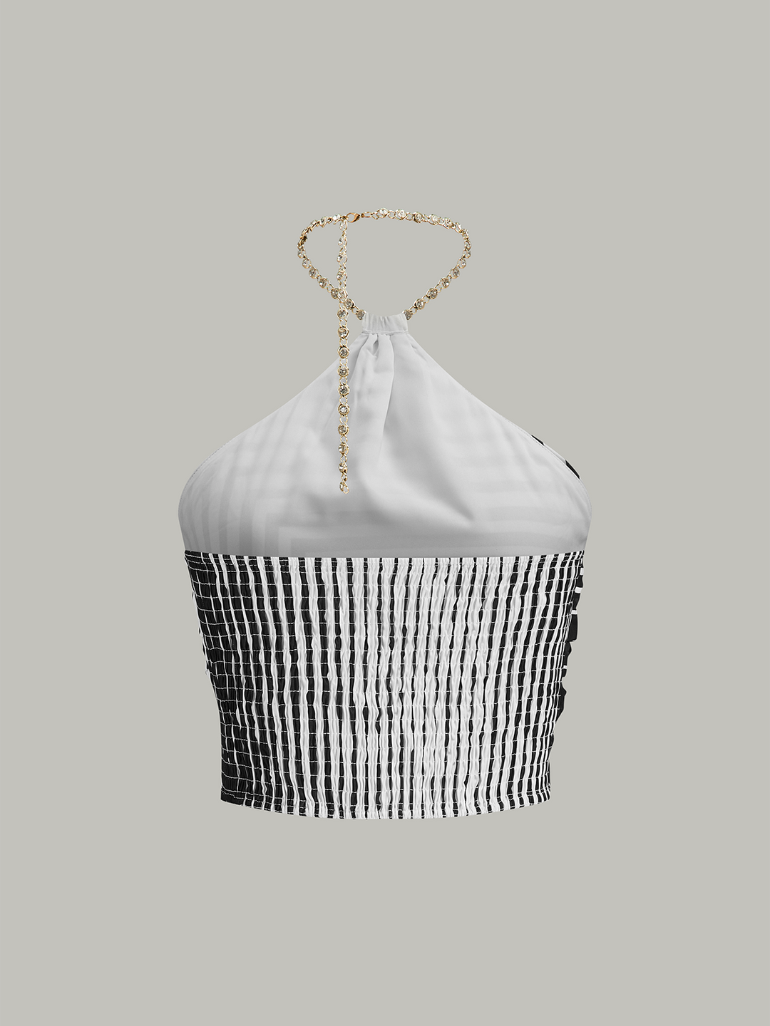 Striped Halter Top with Chain Strap