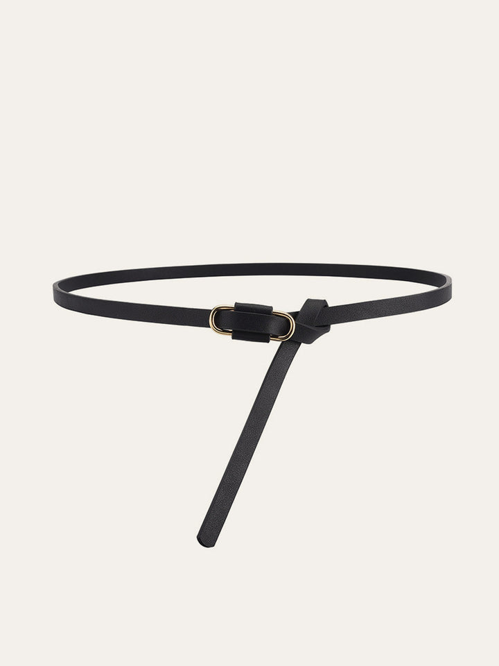 Metal Buckle PU Leather Thin Belt