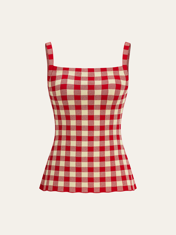 Gingham Print Pants Set
