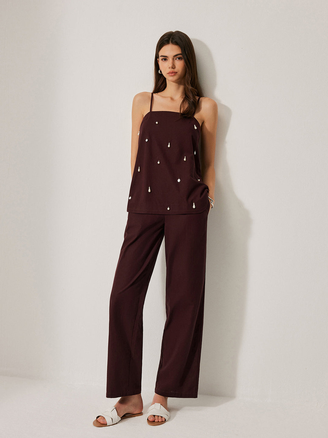 Cotton & Linen Pants Set With Pockets