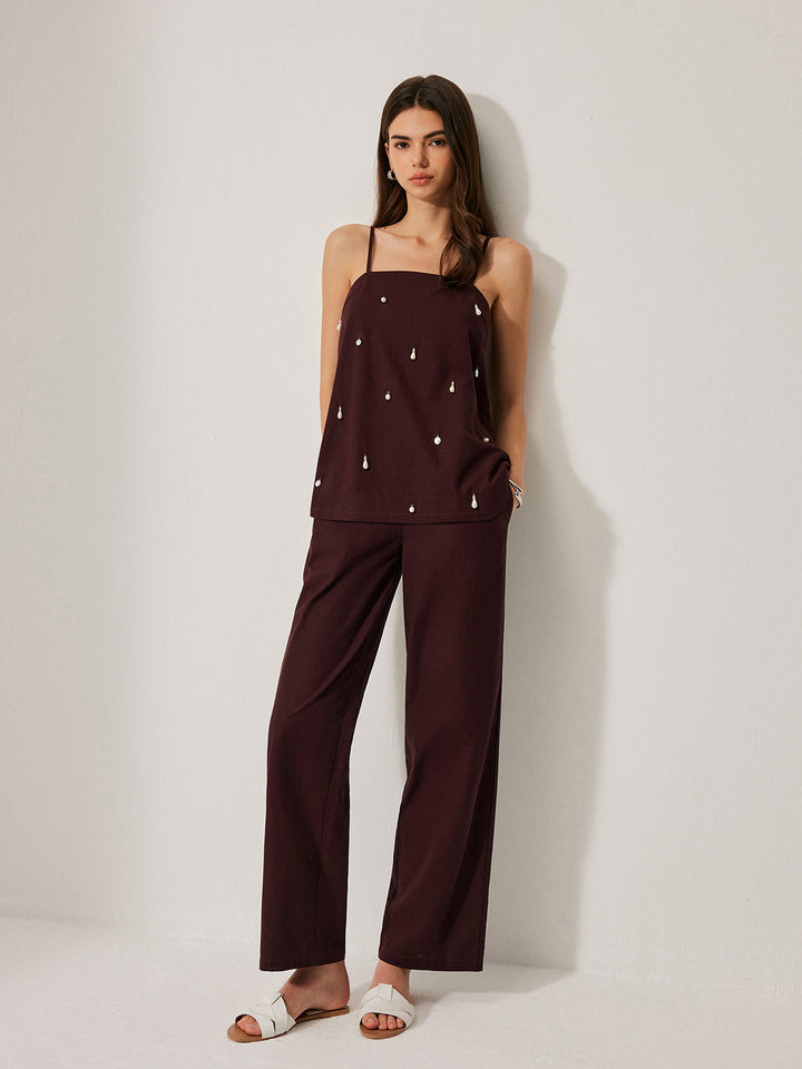 Cotton & Linen Pants Set With Pockets