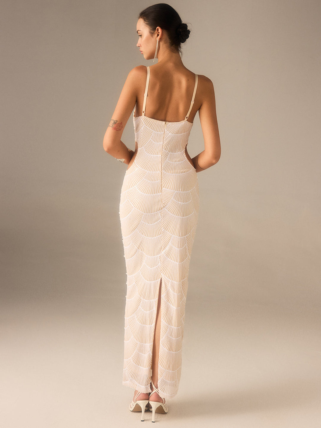 Beaded Cut-Out Maxi Dress