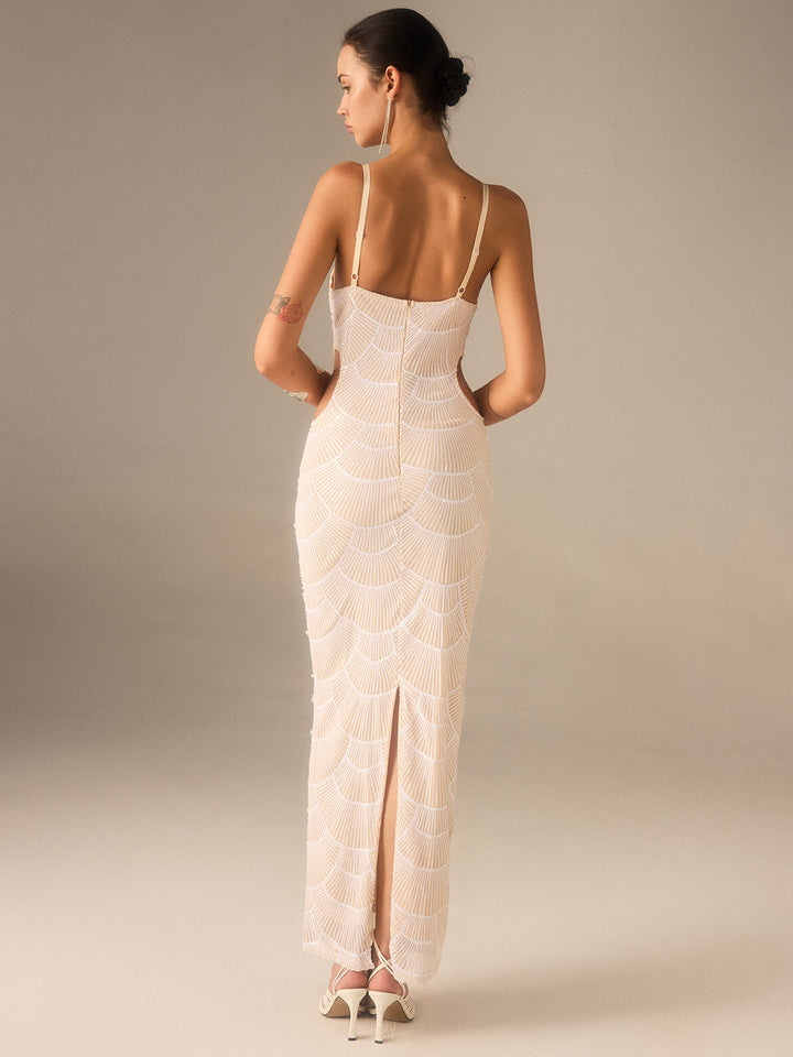 Beaded Cut-Out Maxi Dress