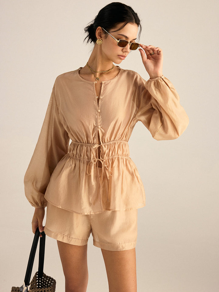 Tencel Tie-Waist Top and Shorts Set