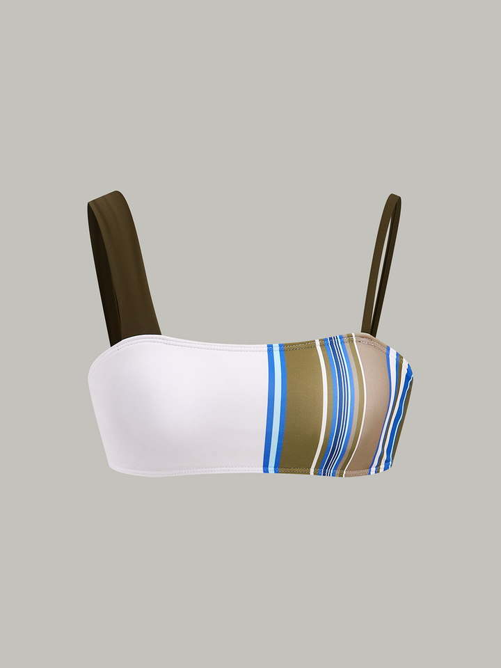 Color-Block Striped Bikini Top
