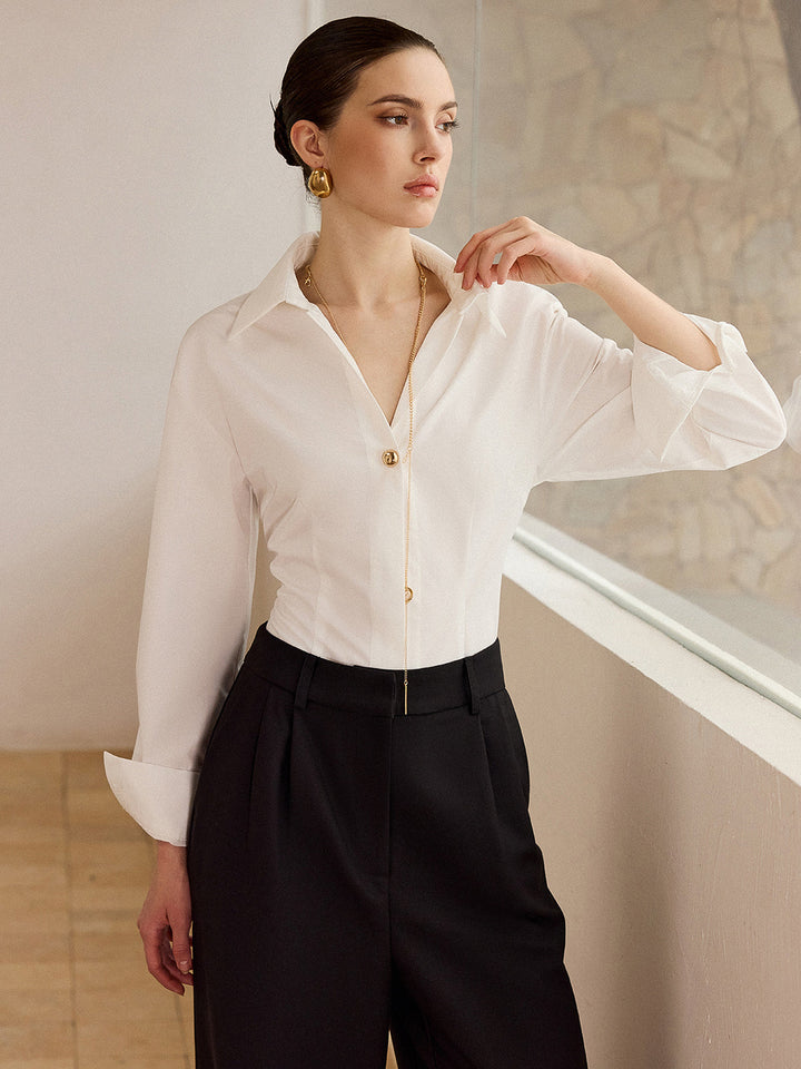 Metal Button Long-Sleeve Shirt