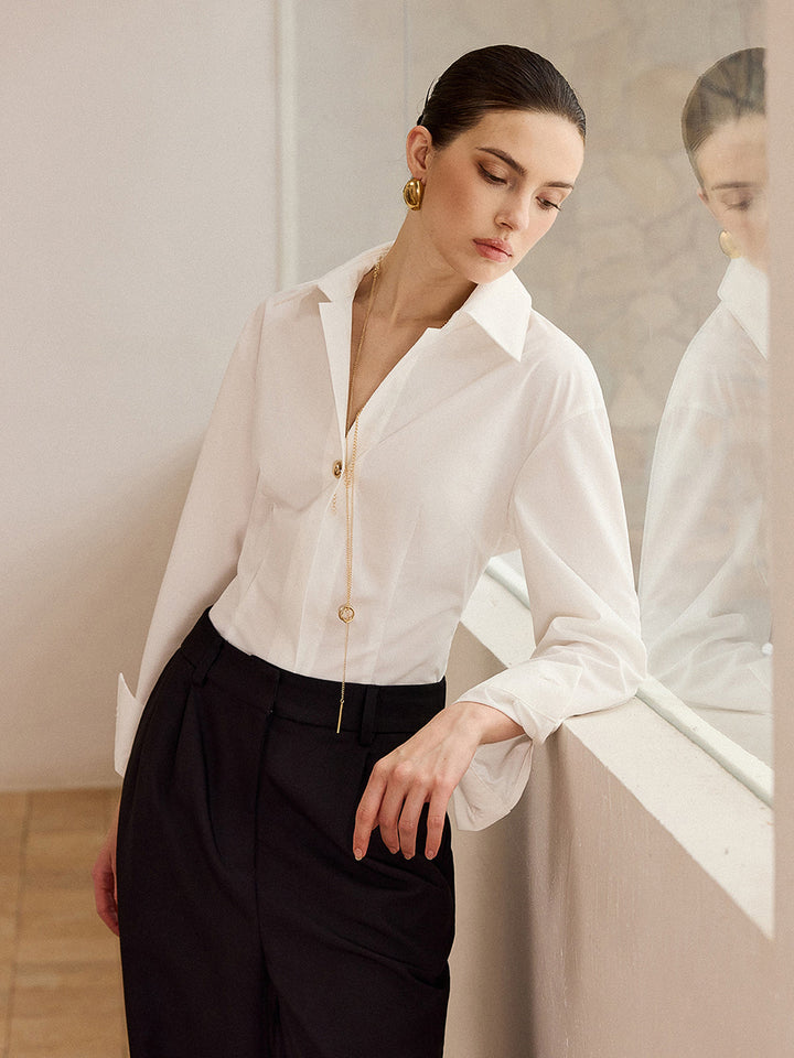 Metal Button Long-Sleeve Shirt