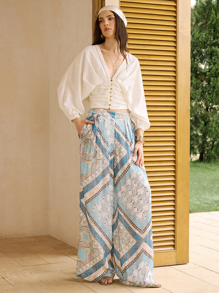 Ruched Buttoned Top