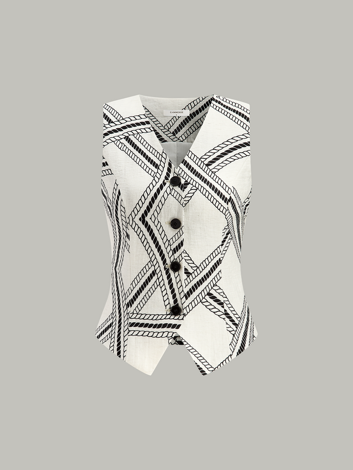 Rope-Pattern Print Vest