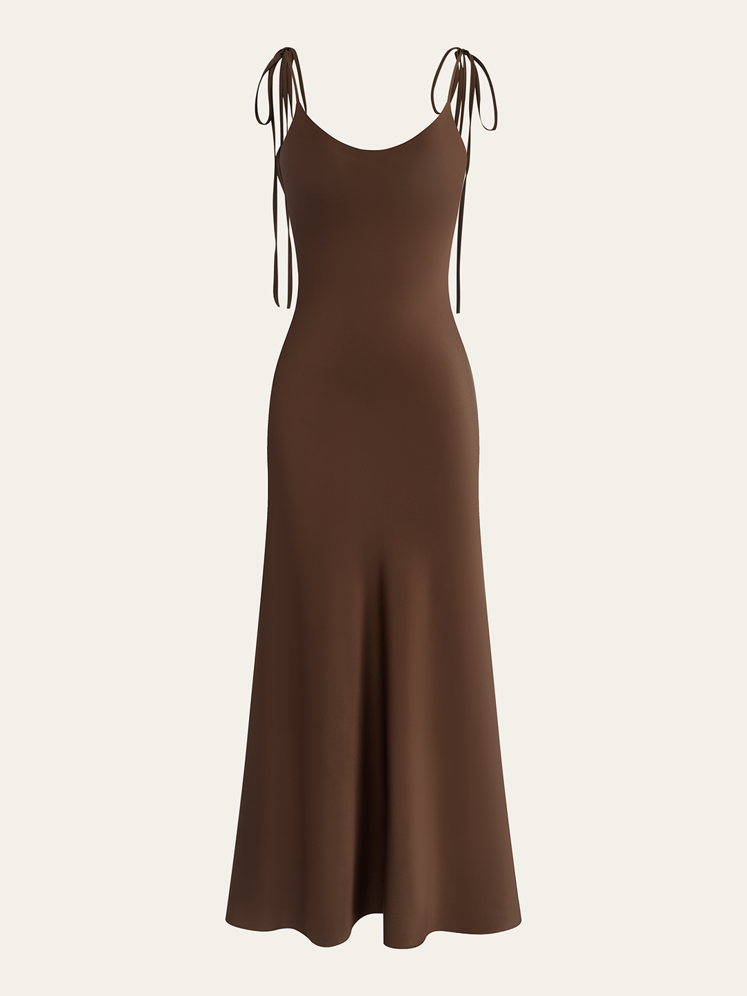 Satin Strappy Maxi Dress with Bow-Tied Back