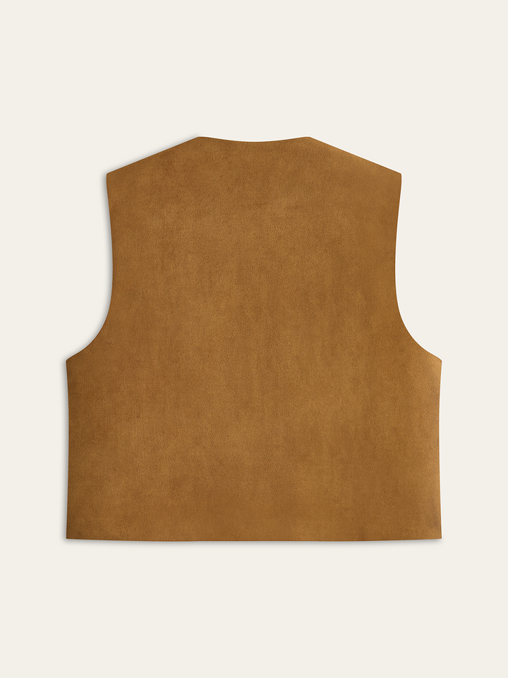 Floral Applique Suede Vest