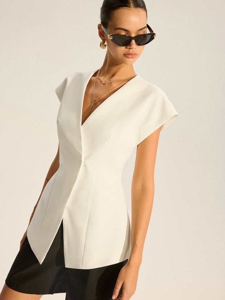 V-Neck Cap Sleeve Vest