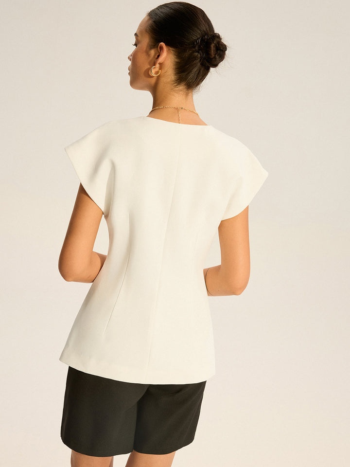V-Neck Cap Sleeve Vest