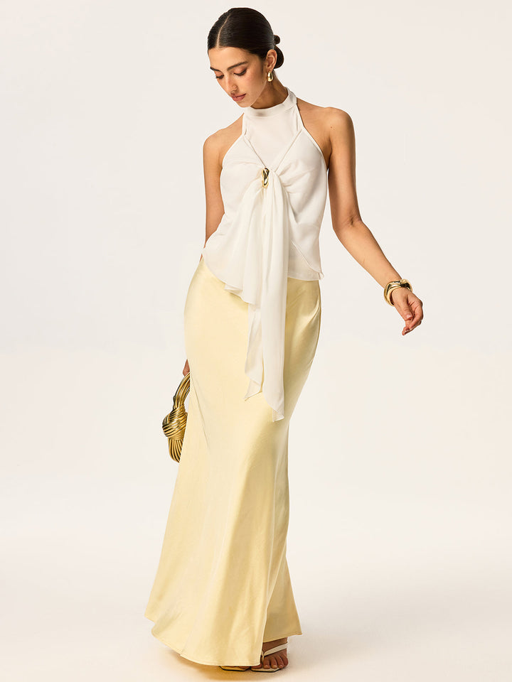 Halter-Neck Top with Draped Front