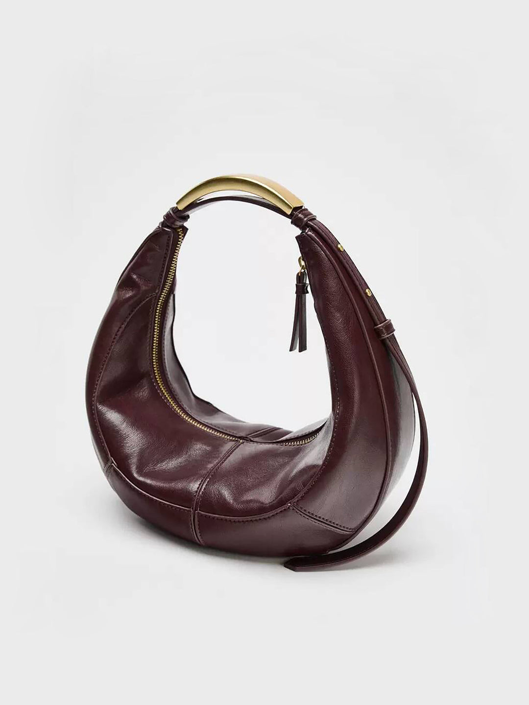 Metal Handle Crescent Bag