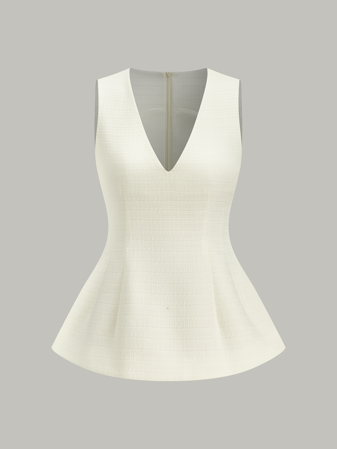 Textured V-Neck Peplum Top