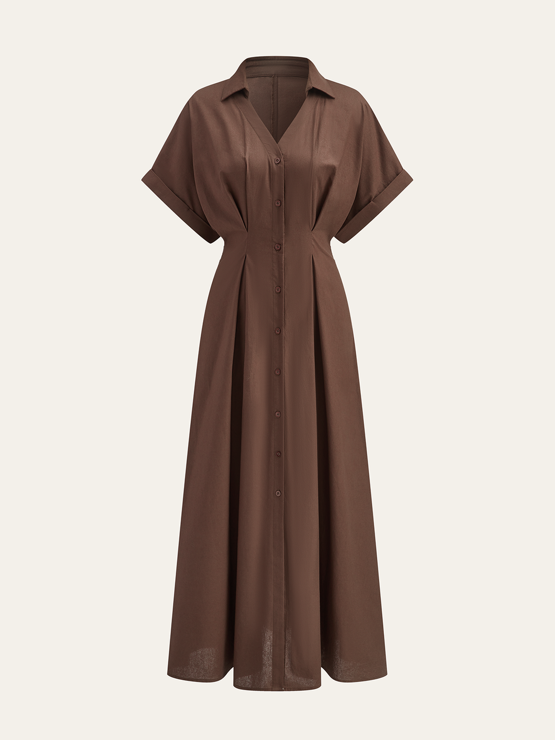 Pleated Button-Front Shirt Dress