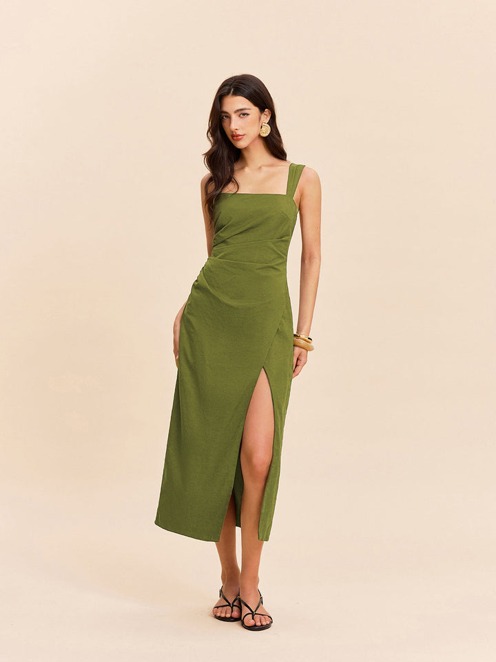 Cotton & Linen Slit Dress