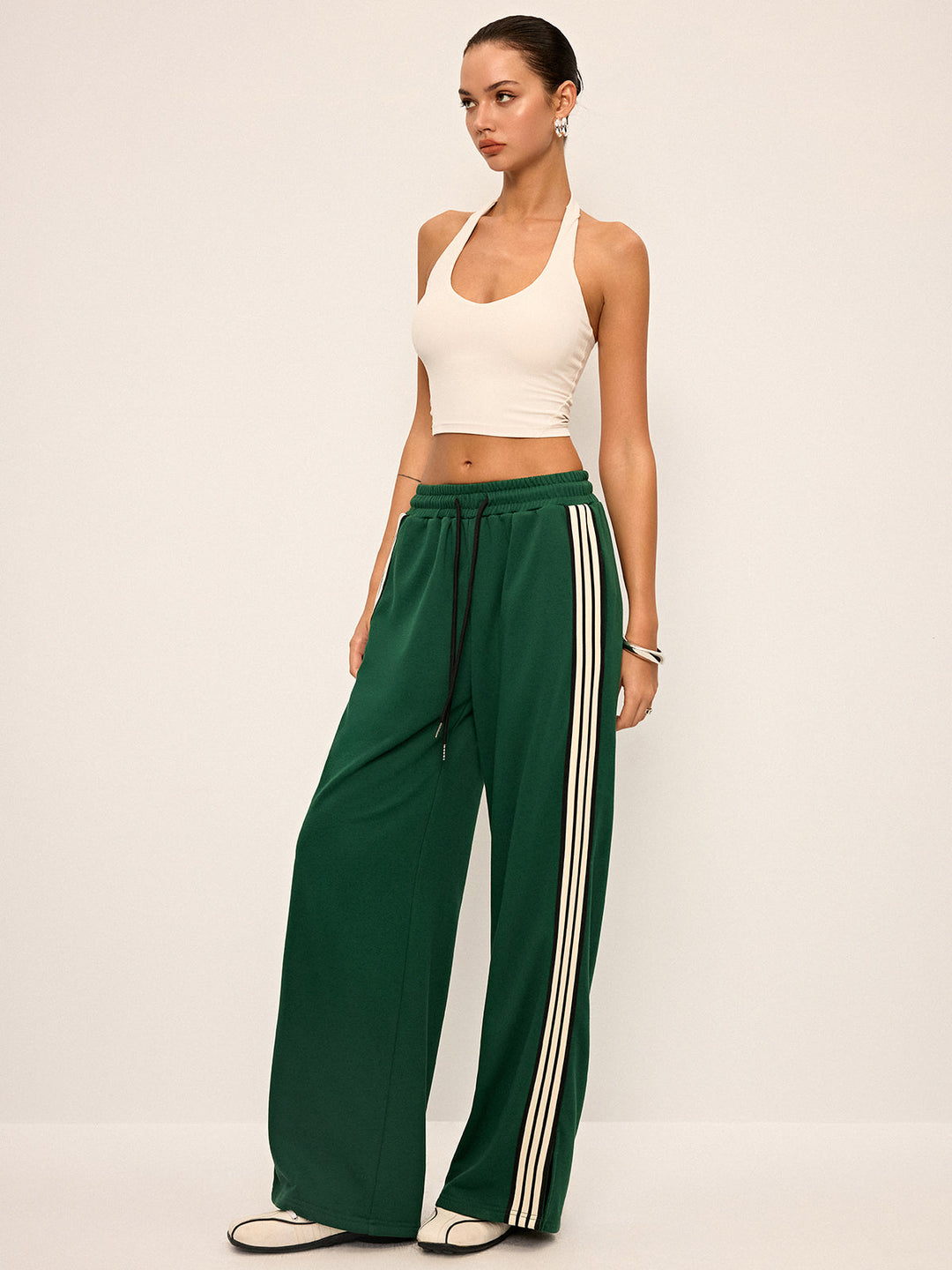 Side Stripe Wide-Leg Sweatpants