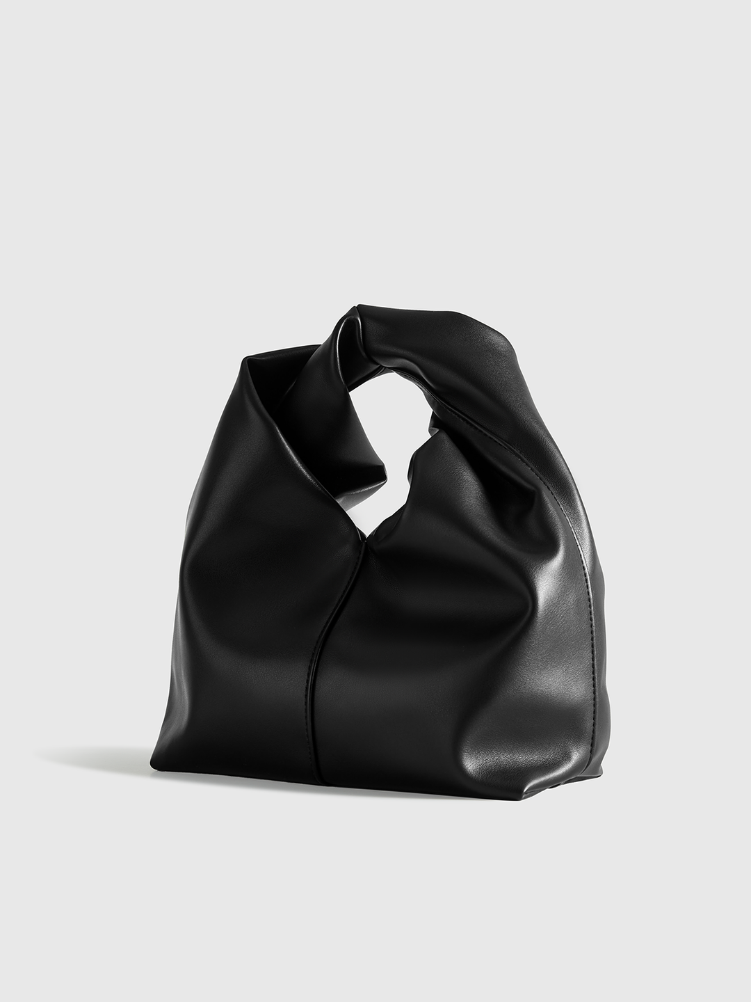 PU Leather Handbag with Twisted Top Handle
