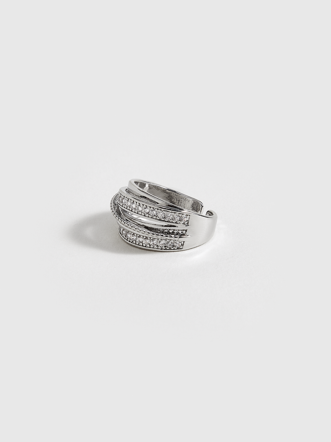Layered Adjustable Ring with Rhinestones