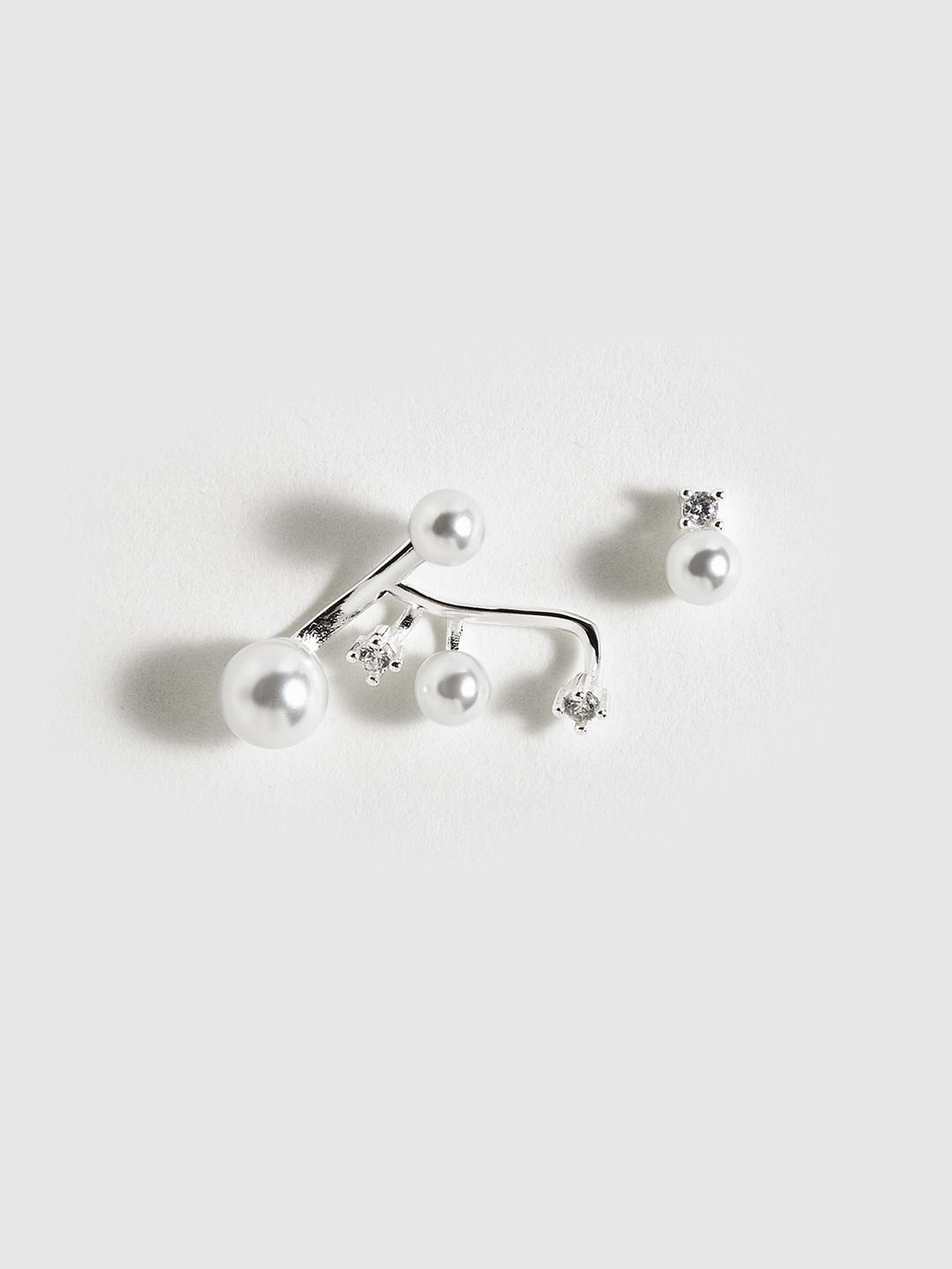 Asymmetric Pearl & Rhinestone Earrings