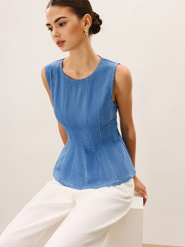 Denim Peplum Top