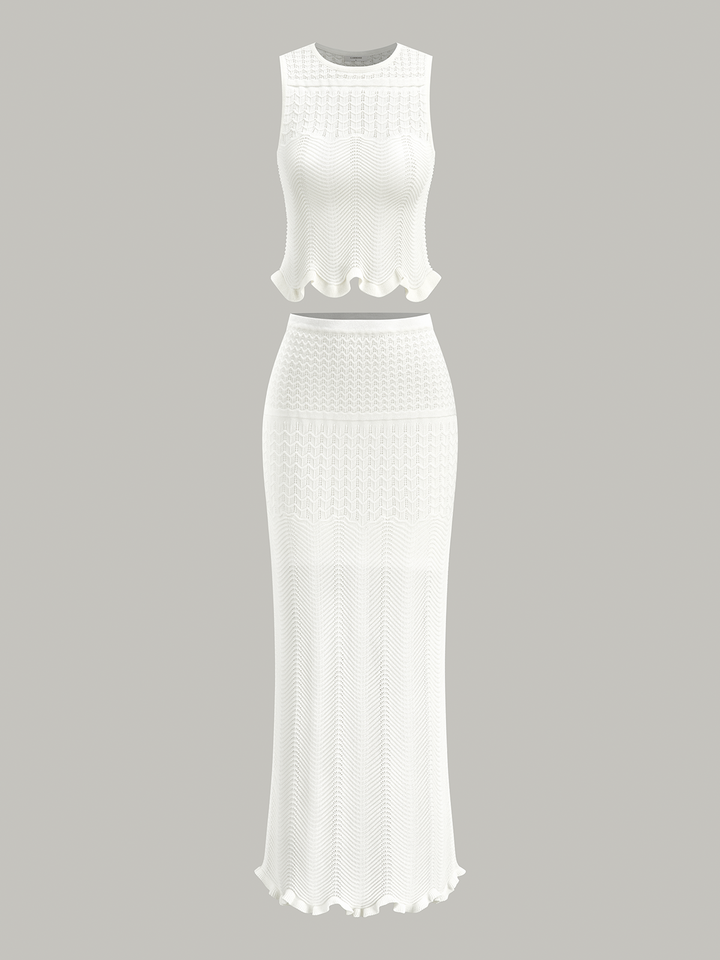 Wave Pattern Sleeveless Knit Top