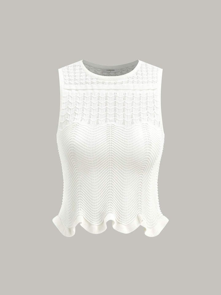 Wave Pattern Sleeveless Knit Top