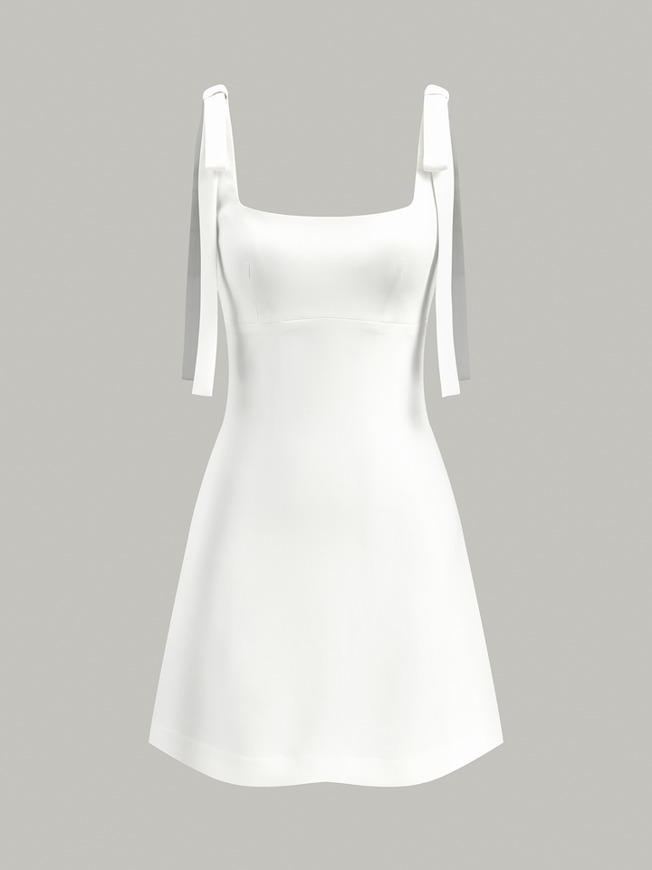 Bow-Strap Backless Mini Dress