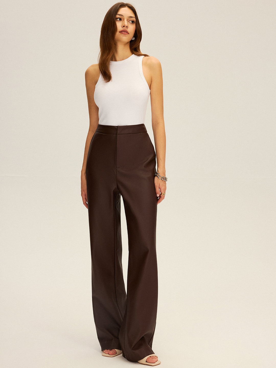 PU Leather Straight Leg Pants